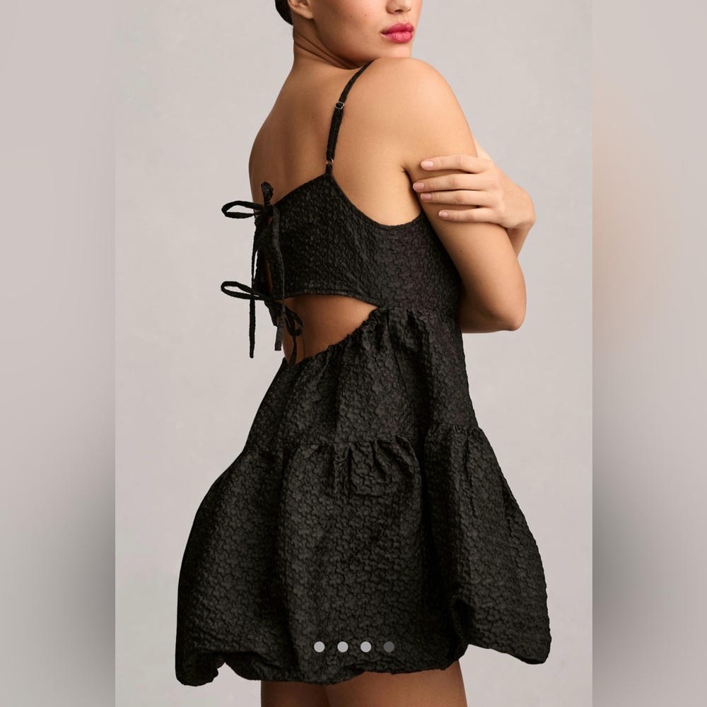 AURETA STUDIO X ANTHROPOLOGIE SQUARE-NECK BUBBLE-HEM MINI DRESS - Picture 3 of 4
